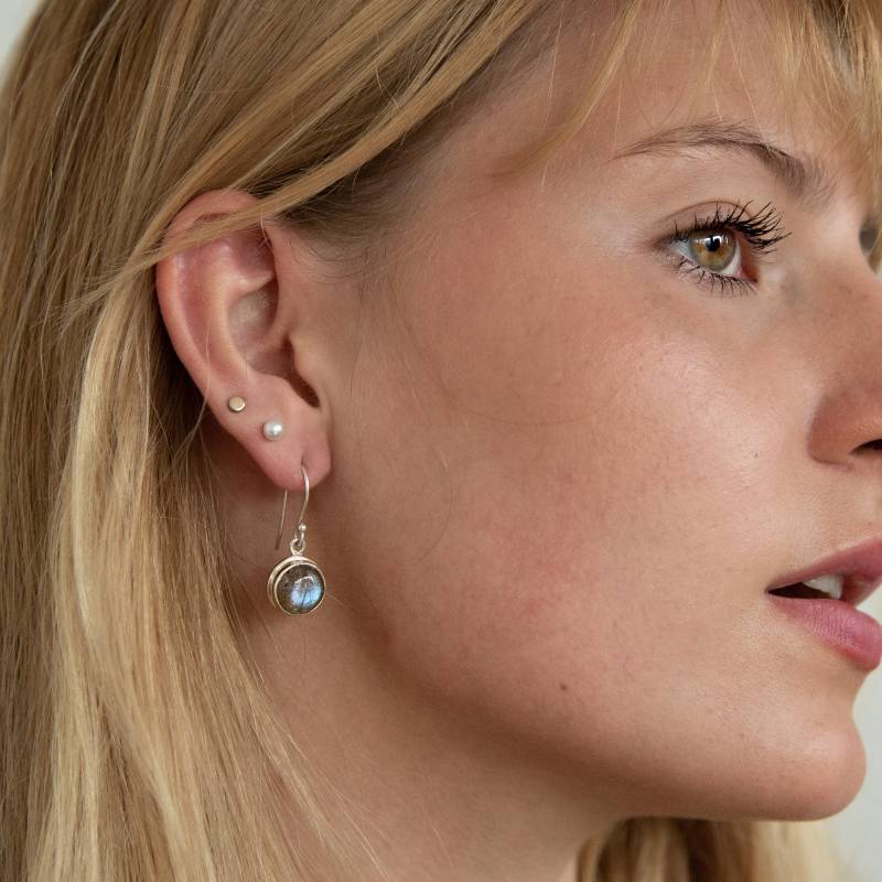 Ohrringe Labradorit Runde in Sterling Silber von Glittertag