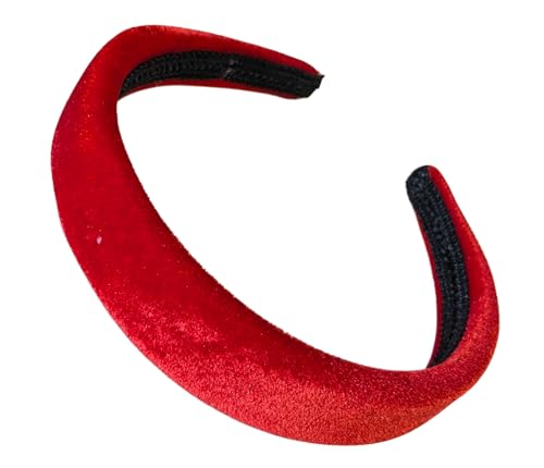 2,5 cm rotes leicht gepolstertes Plüsch-Kurzflor-Samt-Haarreif für Damen und Mädchen Glitz4Girlz von Glitz4Girlz