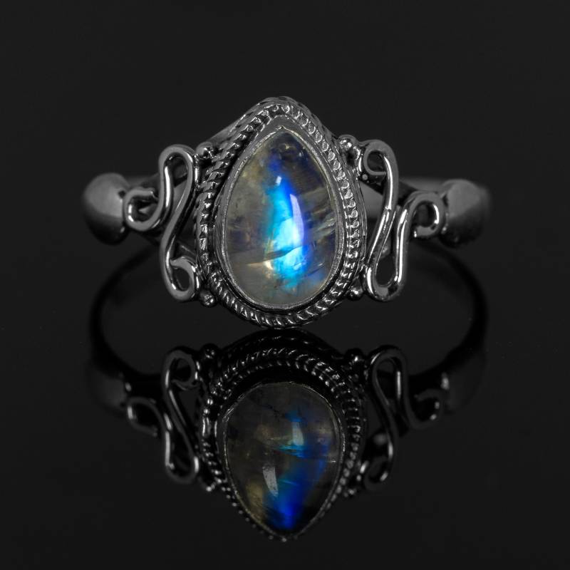925 Sterling Silber Damen Mondstein Tropfen Edelstein Ring Schmuck Geschenk Box von GlitzNGems