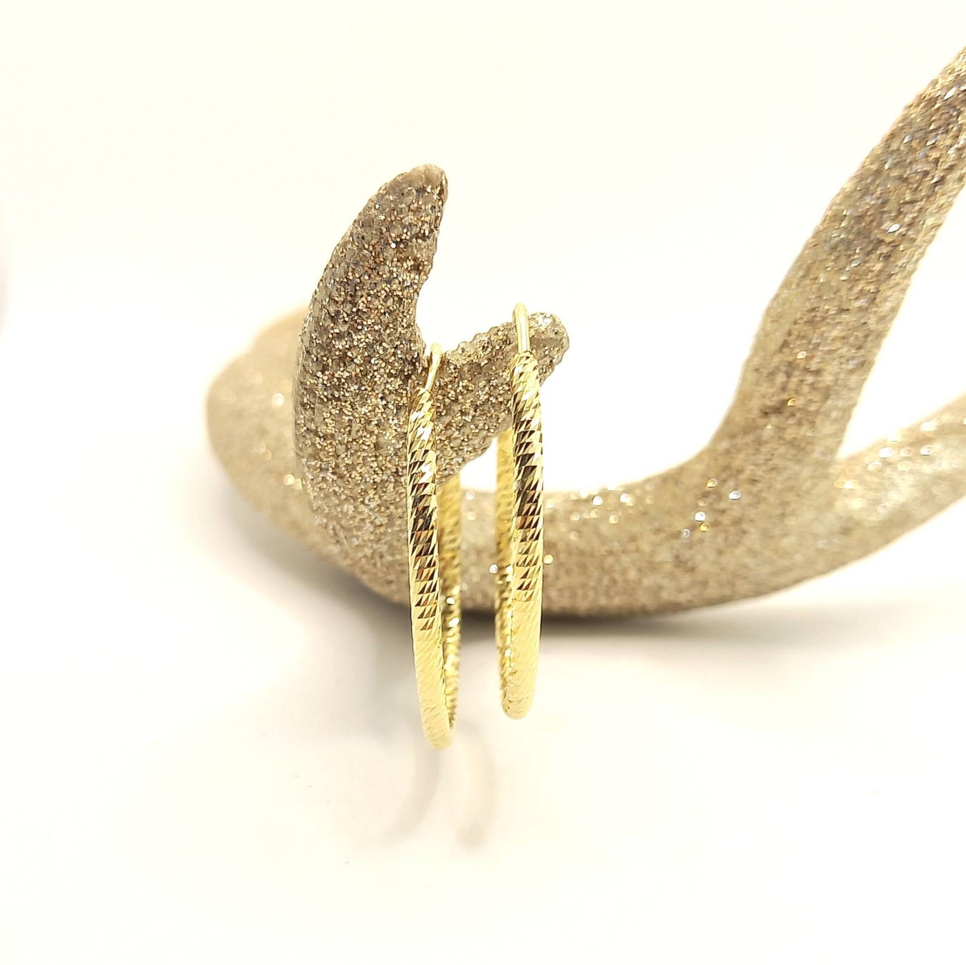 Funkelnde Goldene Creolen - 925 Silber Vergoldet Glitzernde Funkelnde Goldene Creolen - 925 Silber Vergoldet Glitzernde von GlitzerGeschmeide
