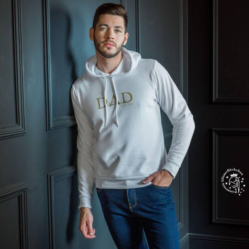 Papa Hoodie Bio-Baumwolle Handmade Mit Kindernamen Personalisiert | Dad/Opa Onkel, Perfektes Vatertagsgeschenk von Glitzerfloeckchen
