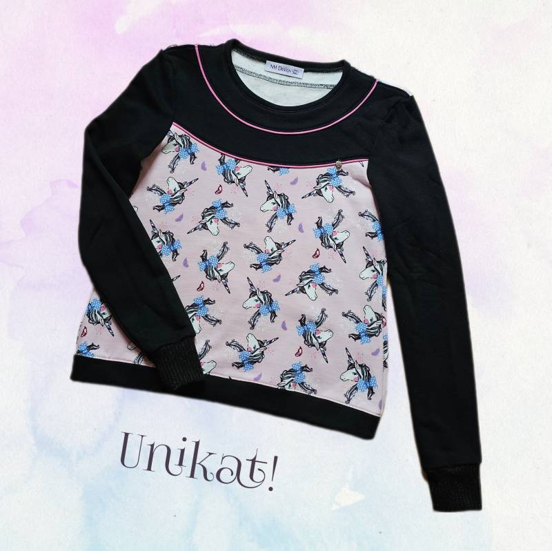 Einhorn Pullover, Handmade Sweater Unikat 164 Xs, Designerstück, Einhornshirt Damen Mädchen, Einzigartiges Sweatshirt, Geschenk Für Tochter von Glitzernadel