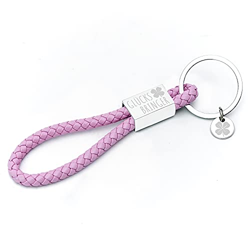 Glitzkind Schlüsselanhänger mit Gravur Glücksbringer | Kleeblatt Auto Anhänger Autoschlüssel Geschenk für Geburtstag Fahranhänger zum Führerschein bestanden Schulanfang Einschulung von Glitzkind