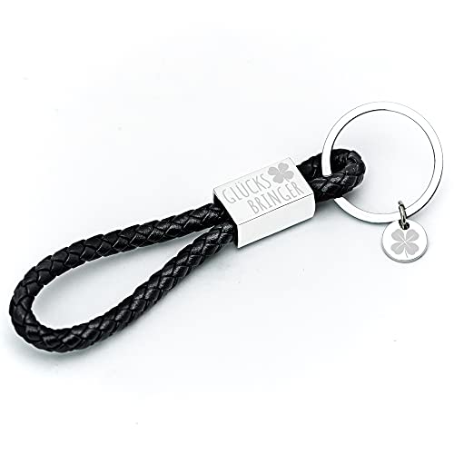 Glitzkind Schlüsselanhänger mit Gravur Glücksbringer | Kleeblatt Auto Anhänger Autoschlüssel Geschenk für Geburtstag Fahranhänger zum Führerschein bestanden Schulanfang Einschulung von Glitzkind