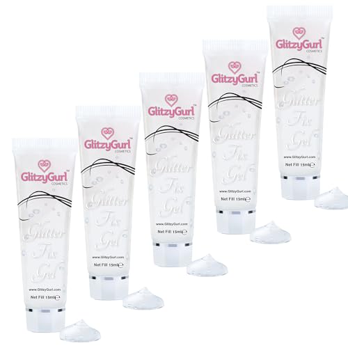 GlitzyGurl Glitter Fix Gel Gesicht Körper Kleber Primer für Glitzer, Augenstaub, Pigment Lidschatten, 5 Stück von GlitzyGurl