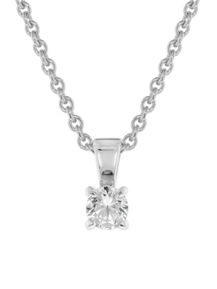 Glizz Kette mit Anhänger Lab Grown Diamant Anhänger 0,25 ct Weißgold an Silberkette von Glizz