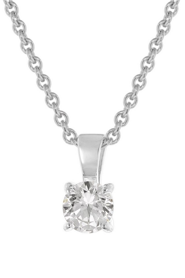 Glizz Kette mit Anhänger Lab Grown Diamant Anhänger 0,50 ct Weißgold an Silber-Kette von Glizz