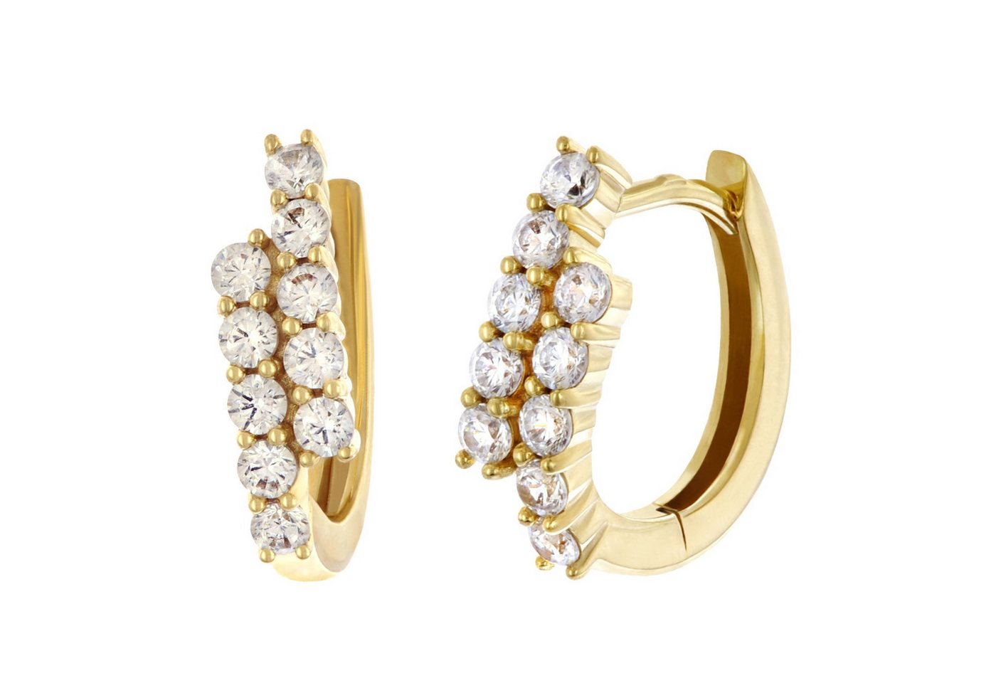 Glizz Paar Creolen Damen-333 Gold Klapp-Mit Zirkonias von Glizz