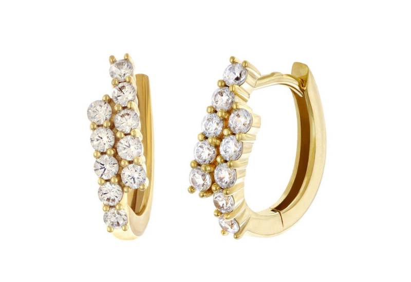 Glizz Paar Creolen Damen-333 Gold Klapp-Mit Zirkonias von Glizz