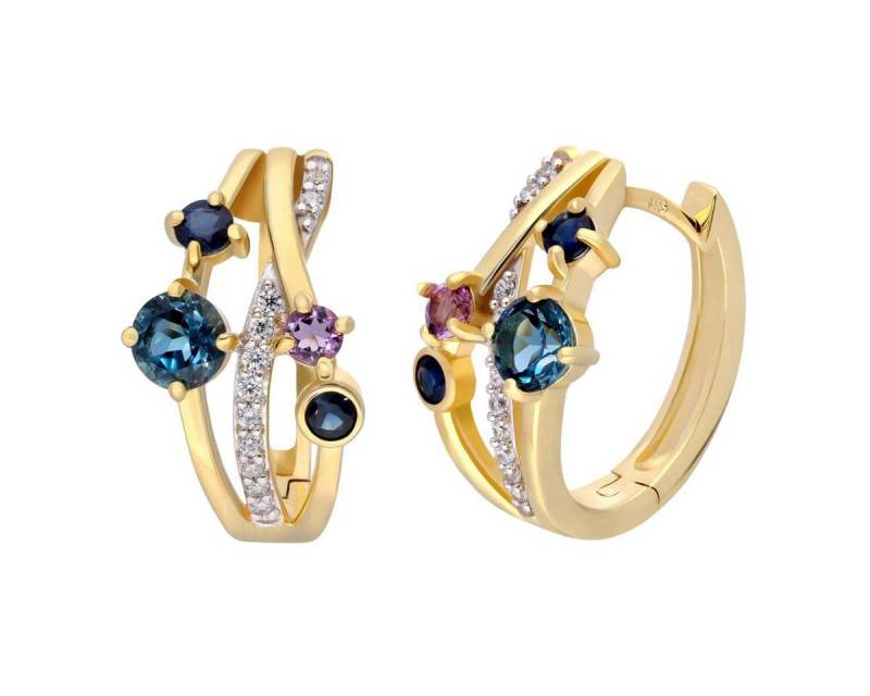 Glizz Paar Creolen Damen-Gold 333 / 8K Multicolor Klapp- von Glizz