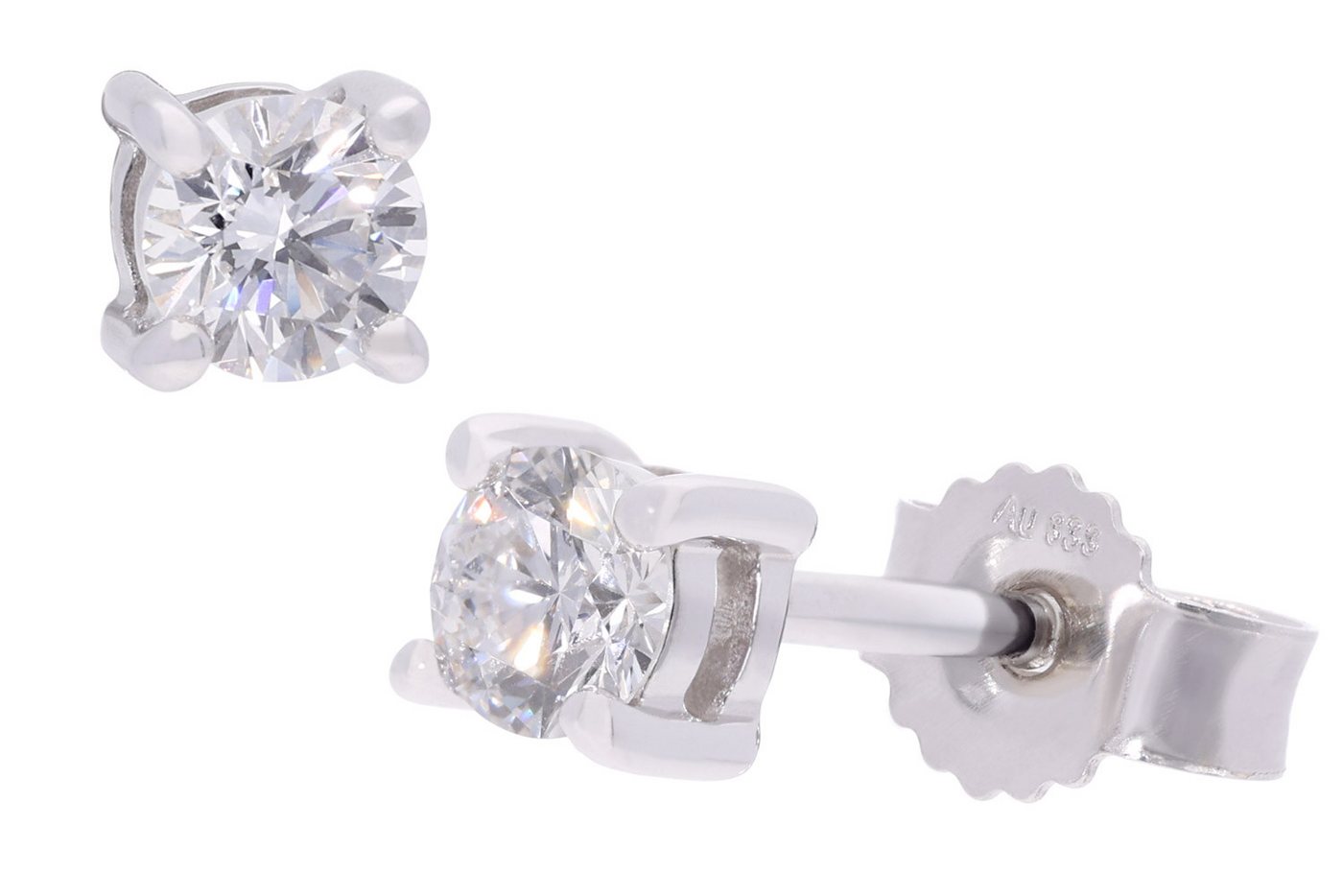 Glizz Paar Ohrstecker Brillant-0,30 ct Weißgold 333 mit Lab Grown Diamanten von Glizz