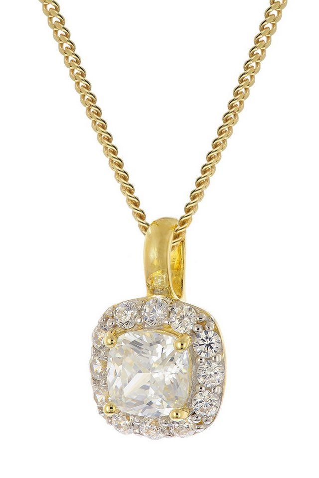 Glizz Panzerkette Anhänger 333 Gold mit Zirkonia an vergoldeter Kette von Glizz