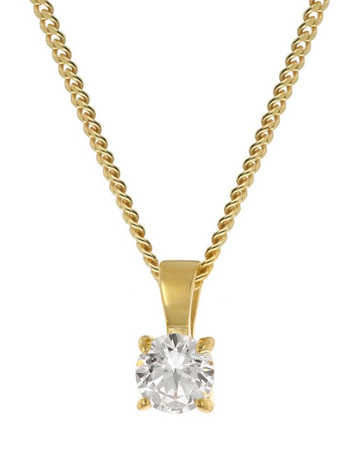 Glizz Panzerkette Lab Grown Diamant-Anhänger 0,50 ct Gelbgold an Silberkette von Glizz