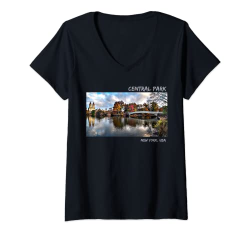 Damen Central Park New York City T-Shirt mit V-Ausschnitt von Global Citizens