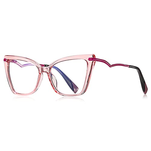 Global Glasses Damen quadratischem rahmen brille blockieren blaulicht gaming computerbrille blaulichtfilter rosa brillen von Global Glasses