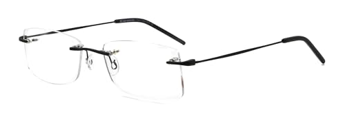 Randloser Metal Brille Herren Optischer Superleichte Klarglas Gläser Schwarz Brille Randloser Metal Brille Herren Optischer Superleichte Klarglas Gläser Schwarz Brille von Global Glasses