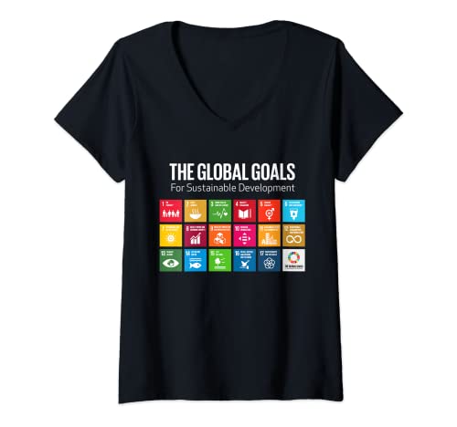 Damen The Global Goals 17 Global Goals Icons Grid T-Shirt T-Shirt mit V-Ausschnitt Damen The Global Goals 17 Global Goals Icons Grid T-Shirt T-Shirt mit V-Ausschnitt von Global Goals Apparel