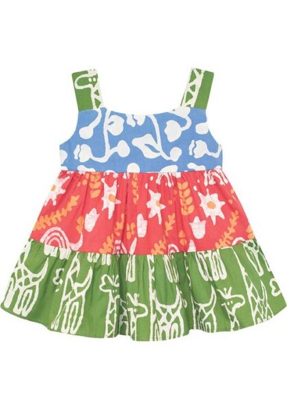 Global Mamas Baby Bio Karussellkleid - Two Birds/Sankofa Stone/Giraffe Olive von Global Mamas