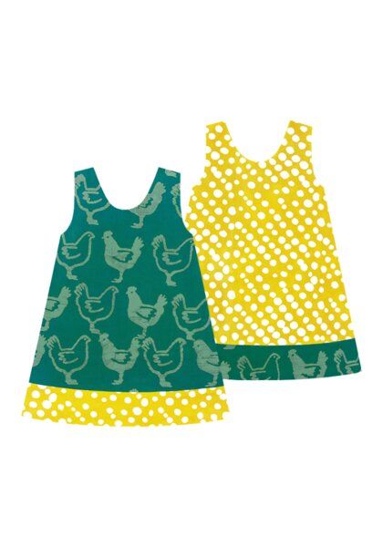 Global Mamas Baby Bio Wendekleid REVERSIBLE - Patchwork/Giraffe/Chicken von Global Mamas