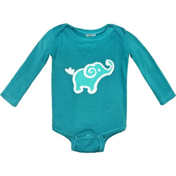 Global Mamas Baby Body - Elefant - Bio Baumwolle - Minzgrün - Langarm von Global Mamas