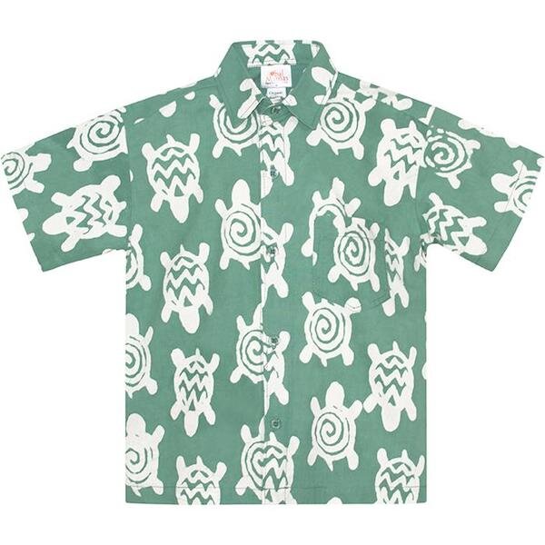 Global Mamas Bio Hemden für Jungs - Button Down Shirt - Elephants & Turtles von Global Mamas