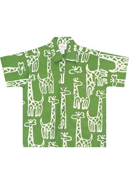 Global Mamas Bio Hemden für Jungs - Button Down Shirt - Elephants & Turtles von Global Mamas