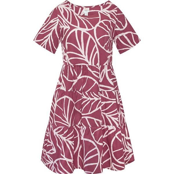 Global Mamas Bio Kleid - SHORT TIERED - Birds of Paradise/Canopy/Rings/Monstera von Global Mamas