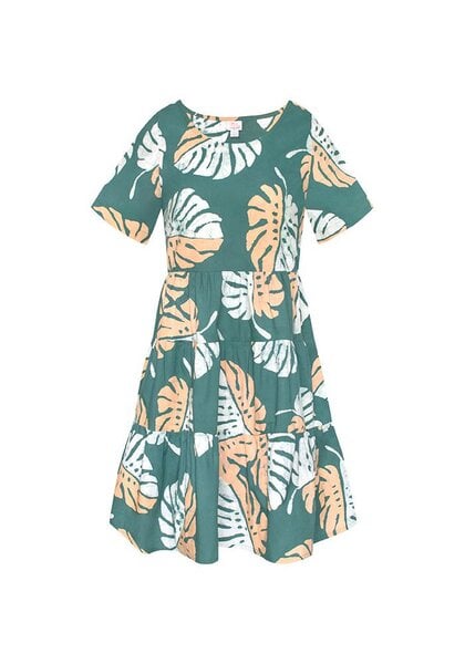 Global Mamas Bio Kleid - SHORT TIERED - Birds of Paradise/Canopy/Rings/Monstera von Global Mamas