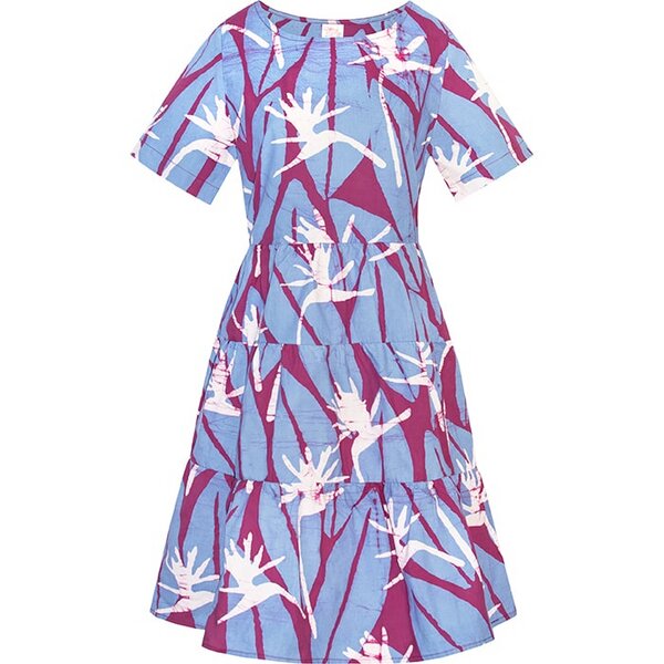 Global Mamas Bio Kleid - SHORT TIERED - Birds of Paradise/Canopy/Rings/Monstera von Global Mamas