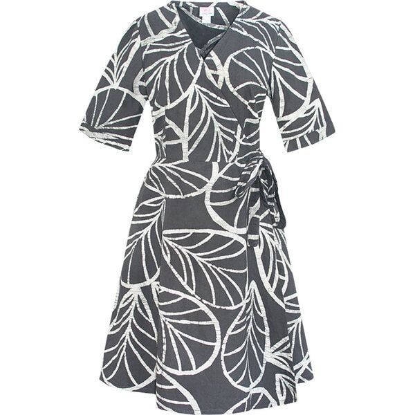 Global Mamas Bio Sommer- & Herbstkleider - WRAP - Ocean Tropics/Canopy Charcoal/Argyle Wine von Global Mamas