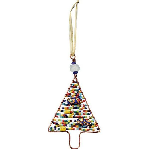 Global Mamas Upcycling Christbaumschmuck  - Weihnachtsbaum -  S/L - Rainbow/Weiß/Rot - Weihnachten - Geschenkdeko - Weihnachtsdeko von Global Mamas