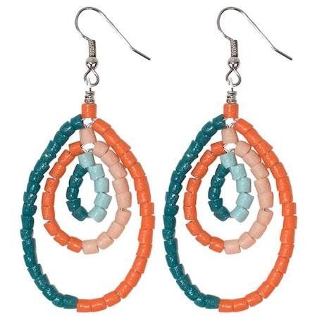 Global Mamas Upcycling Ohrringe Afrika - Namib Multi & Azonto Melon - Glasperlen von Global Mamas