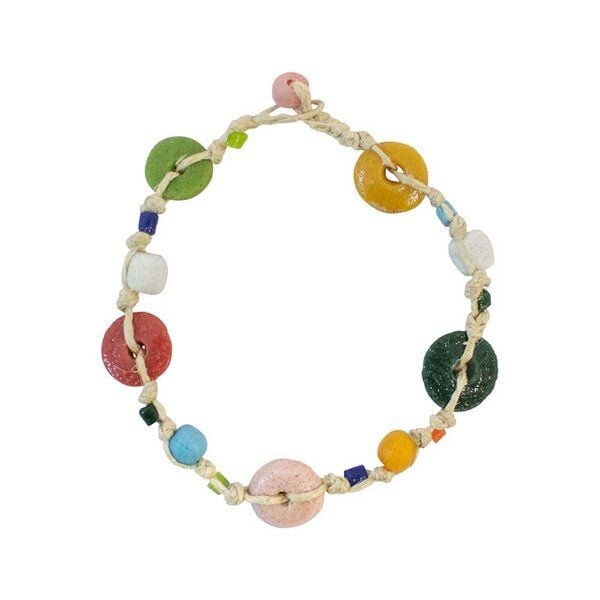 Upcycling Glasperlen Armband - RAINBOW FIESTA HANF - Global Mamas von Global Mamas