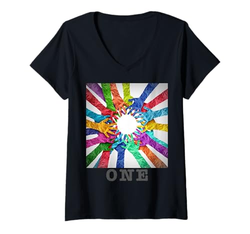 Damen Freundschaft Inklusion und Respekt Design T-Shirt mit V-Ausschnitt von Global motivation and universal inspiration