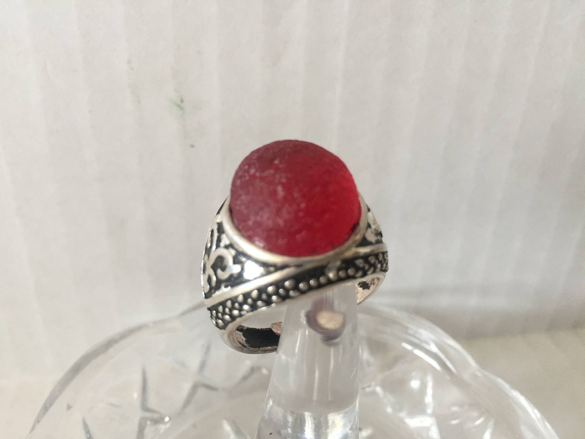 Seltene Rote Naturstein Herren Silber Ring Seltene Rote Naturstein Herren Silber Ring von GlobalArtVintage