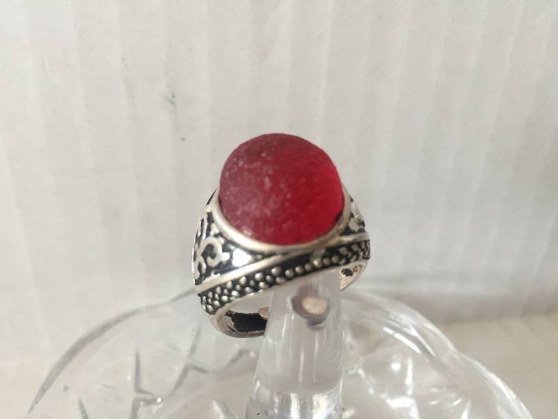 Seltene Rote Naturstein Herren Silber Ring Seltene Rote Naturstein Herren Silber Ring von GlobalArtVintage