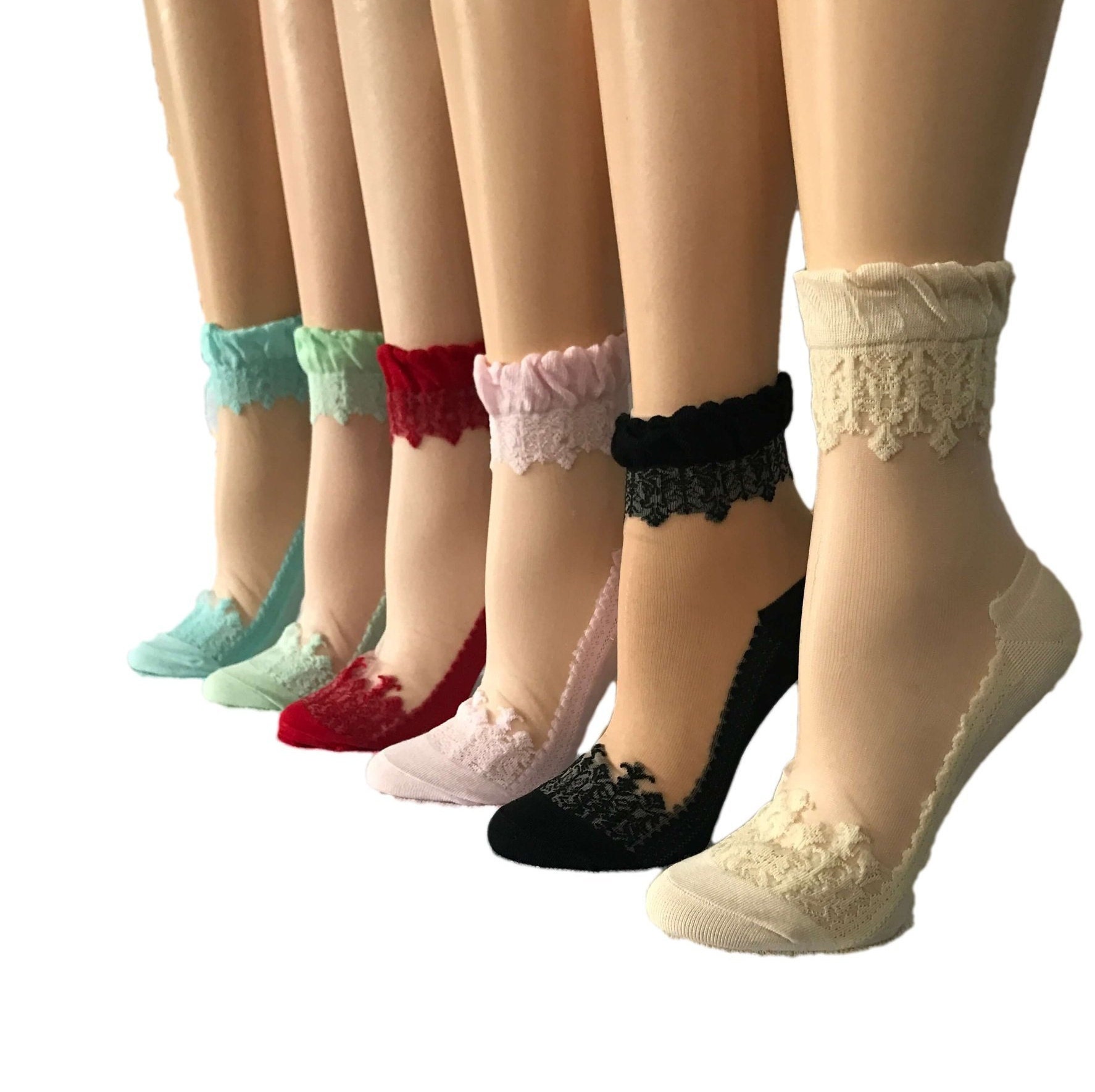 Floral Lace Ankle Socken Damenmode Transparente Socken von GlobalTrendzShop