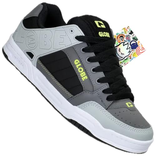 Globe Tilt Sportschuhe Unisex Erwachsene Brand Tilt Original Best Sellers und 20 Sticker, Grey Scale Black, 39 EU von Globe