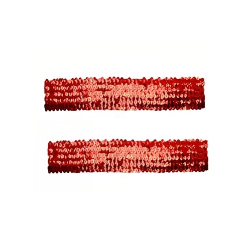 Elastisches, glitzerndes Stirnband, 5 cm breit, rote Pailletten-Stirnbänder für Damen, rutschfestes Glitzer-Sport-Stirnband, 2 Stück Elastisches, glitzerndes Stirnband, 5 cm breit, rote Pailletten-Stirnbänder für Damen, rutschfestes Glitzer-Sport-Stirnband, 2 Stück von Globellapro