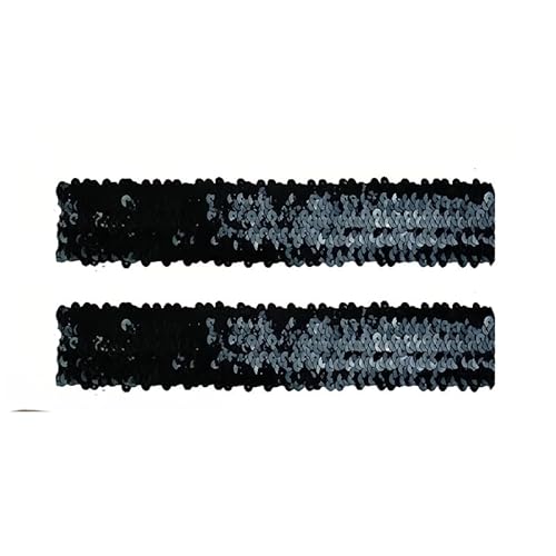 Elastisches, glitzerndes Stirnband, 5 cm breit, schwarze Pailletten-Stirnbänder für Damen, rutschfestes Glitzer-Sport-Stirnband, 2 Stück Elastisches, glitzerndes Stirnband, 5 cm breit, schwarze Pailletten-Stirnbänder für Damen, rutschfestes Glitzer-Sport-Stirnband, 2 Stück von Globellapro