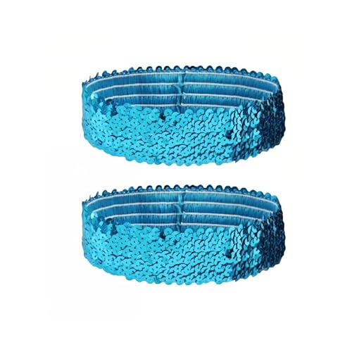 Elastisches, glitzerndes Stirnband, 5 cm breit, seeblau, Pailletten-Stirnbänder für Damen, rutschfestes Glitzer-Sport-Stirnband, 2 Stück Elastisches, glitzerndes Stirnband, 5 cm breit, seeblau, Pailletten-Stirnbänder für Damen, rutschfestes Glitzer-Sport-Stirnband, 2 Stück von Globellapro