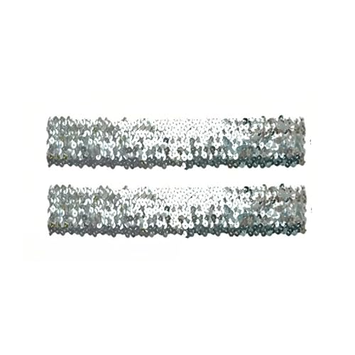 Elastisches, glitzerndes Stirnband, 5 cm breit, silberfarbene Pailletten-Stirnbänder für Damen, rutschfestes Glitzer-Sport-Stirnband, 2 Stück Elastisches, glitzerndes Stirnband, 5 cm breit, silberfarbene Pailletten-Stirnbänder für Damen, rutschfestes Glitzer-Sport-Stirnband, 2 Stück von Globellapro