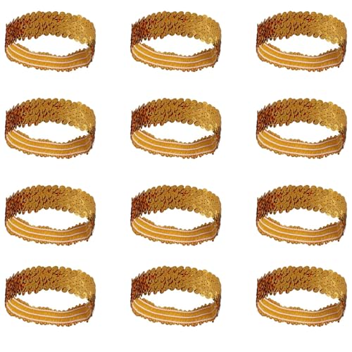 Elastisches, glitzerndes Stirnband, goldfarbene Pailletten-Stirnbänder für Damen, rutschfestes Glitzer-Sport-Stirnband, 12 Stück Elastisches, glitzerndes Stirnband, goldfarbene Pailletten-Stirnbänder für Damen, rutschfestes Glitzer-Sport-Stirnband, 12 Stück von Globellapro