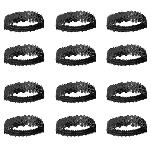 Elastisches, glitzerndes Stirnband, schwarze Pailletten-Stirnbänder für Damen, rutschfestes Glitzer-Sport-Stirnband, 12 Stück Elastisches, glitzerndes Stirnband, schwarze Pailletten-Stirnbänder für Damen, rutschfestes Glitzer-Sport-Stirnband, 12 Stück von Globellapro
