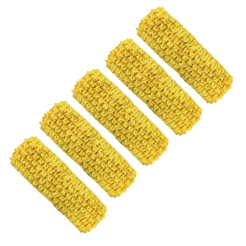 Häkel-Stirnbänder für Damen, Mädchen, 4 cm breit, Polyester, dehnbar, Gelb, modisches Stirnband, für den täglichen Gebrauch, Reisen, 5 Stück Häkel-Stirnbänder für Damen, Mädchen, 4 cm breit, Polyester, dehnbar, Gelb, modisches Stirnband, für den täglichen Gebrauch, Reisen, 5 Stück von Globellapro