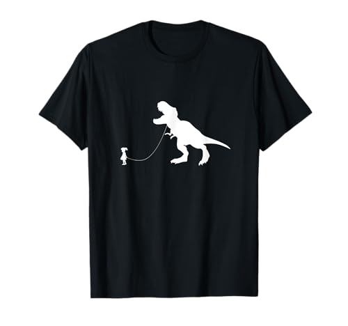 T-Rex Dinosaurier-Haustier auf einer Lauge, geführt von einem Mädchen T-Shirt von GloboTreks Tees