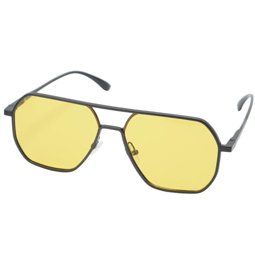 Globooluek Nachtsichtbrille Gelb getönte polarisierte Brille für Männer und Frauen Nachtfahrbrille Anti-Glare Klassische Brille zum Fahren, Angeln, Radfahren in der Nacht (Gun-grauer Rahmen) von Globooluek