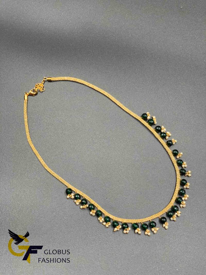 Cz Steine Kette/Mesh Perlen Grüne Party Halskette von Globusfashions