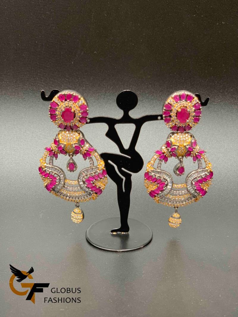 Deutsche Silber Ohrringe/Rubin Traditionelle Party Tragen Oxidierte von Globusfashions