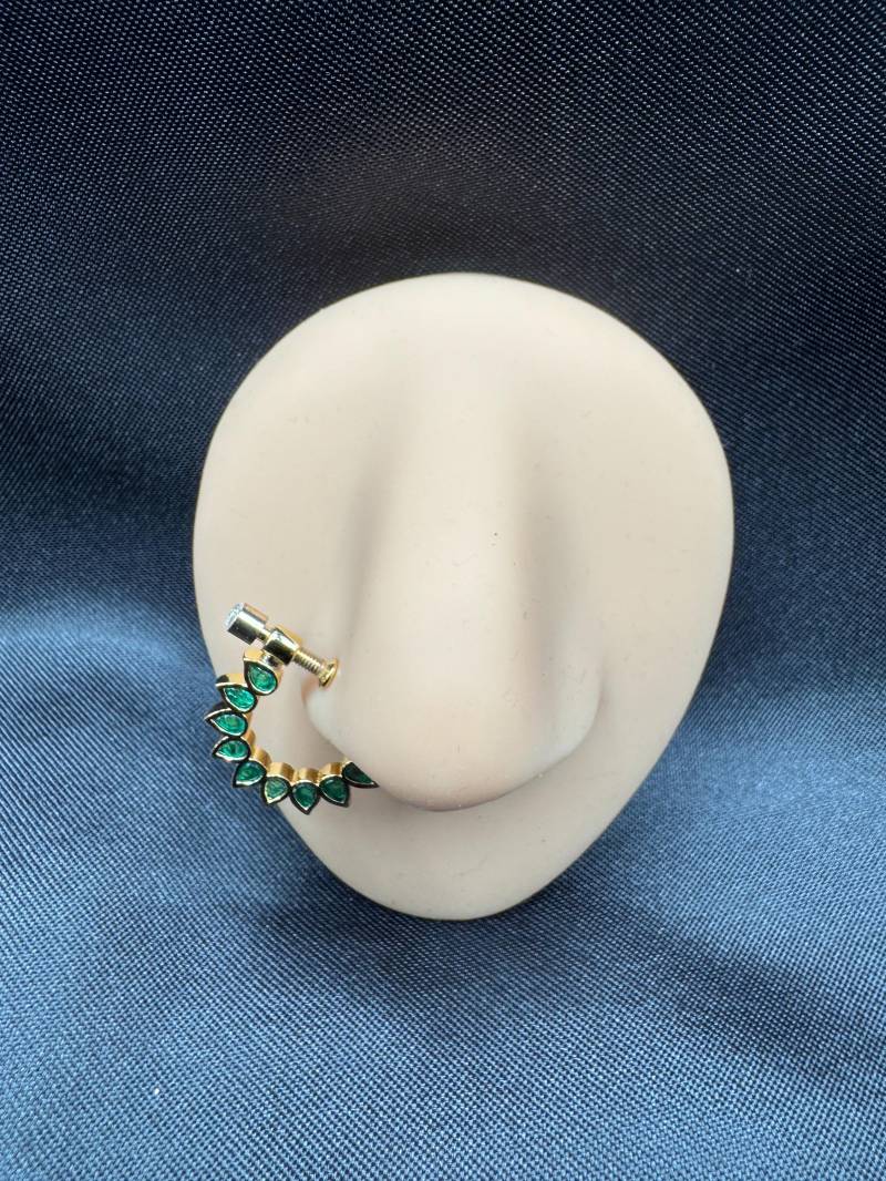 Nasenringe/ Pressen Nasenring/Mutter Mukuthi Mukku Pudaka Nasenstecker Steine Perlen Hochzeitsschmuck Bollywood von Globusfashions